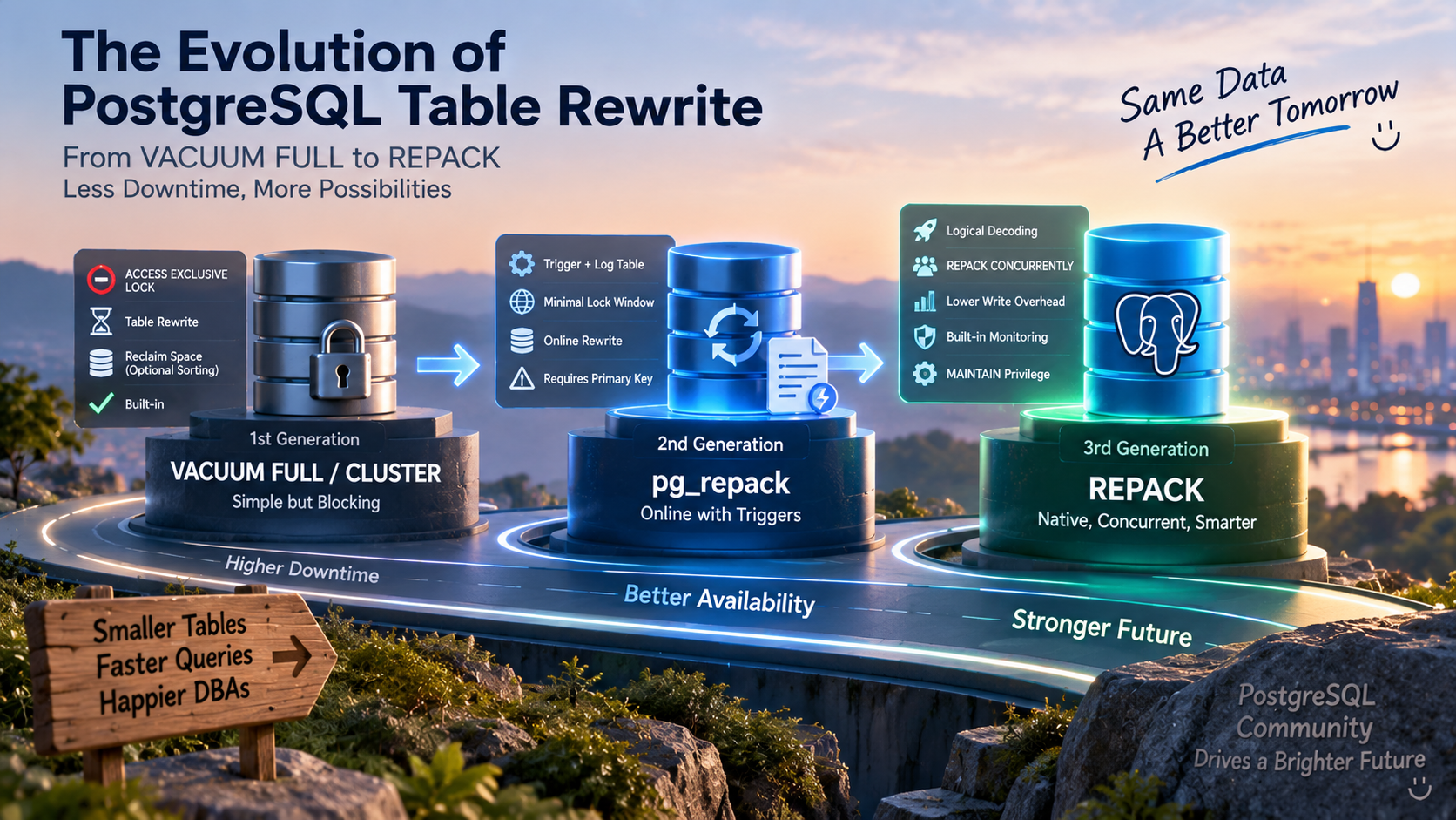 From VACUUM FULL to REPACK: The Evolution of PostgreSQL Table Rewriting